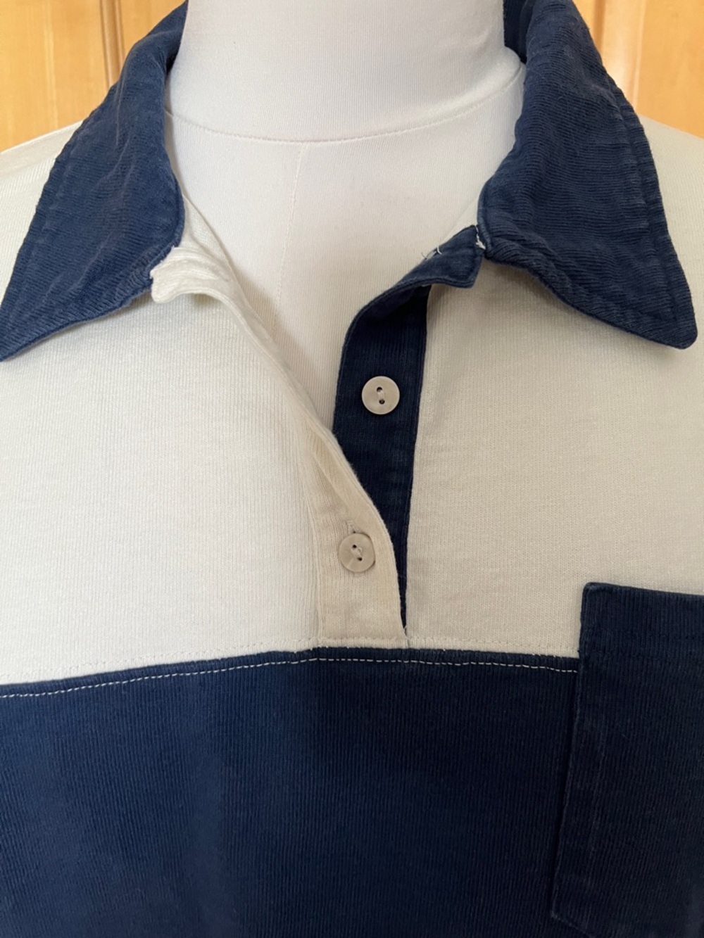 Madewell Navy and Cream Striped Rugby Shirt - Picture 2 of 7